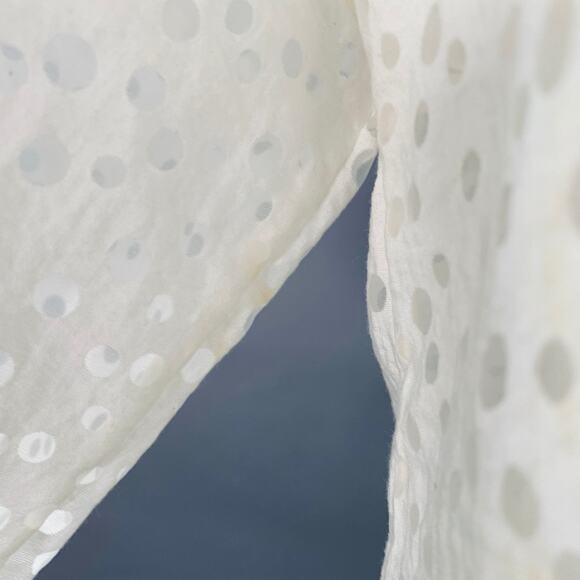 AKRIS Size 6 White Viscose Blend Dots Short Sleeve Crew Neck Casual Top - Picture 5 of 10